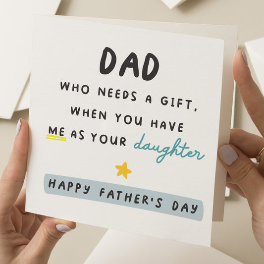 Fathers Day Card  From Daughter, Funny Fathers Day Card For Dad, Dad Fathers Day Card, Fathers Day Gift, Joke Card For Dad, Daddy