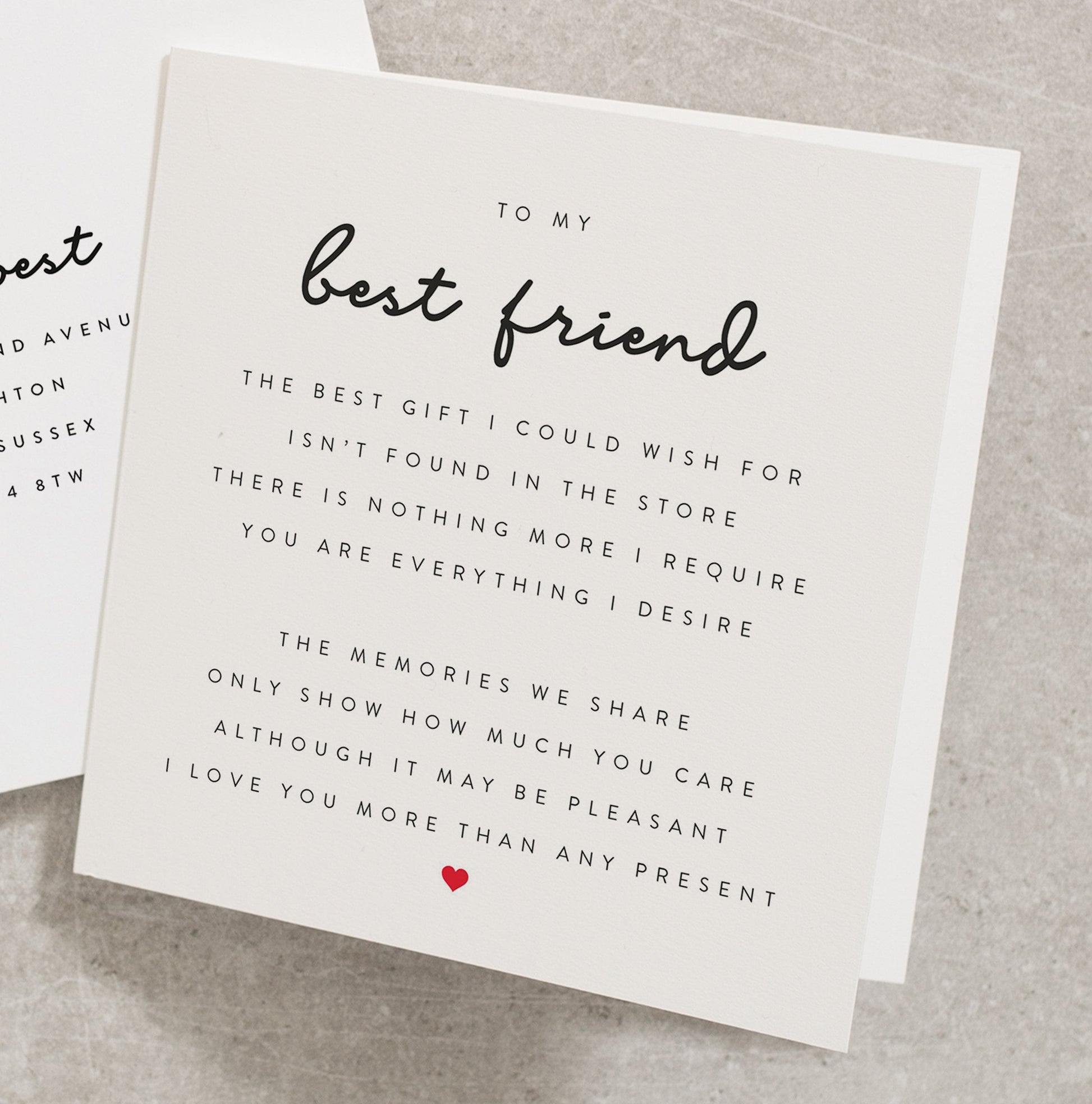 Best Friend Christmas Card, Poem Christmas Card For Best Friend, To My Best Friend Poem Xmas Card, Simple Bestie Christmas Card CC470