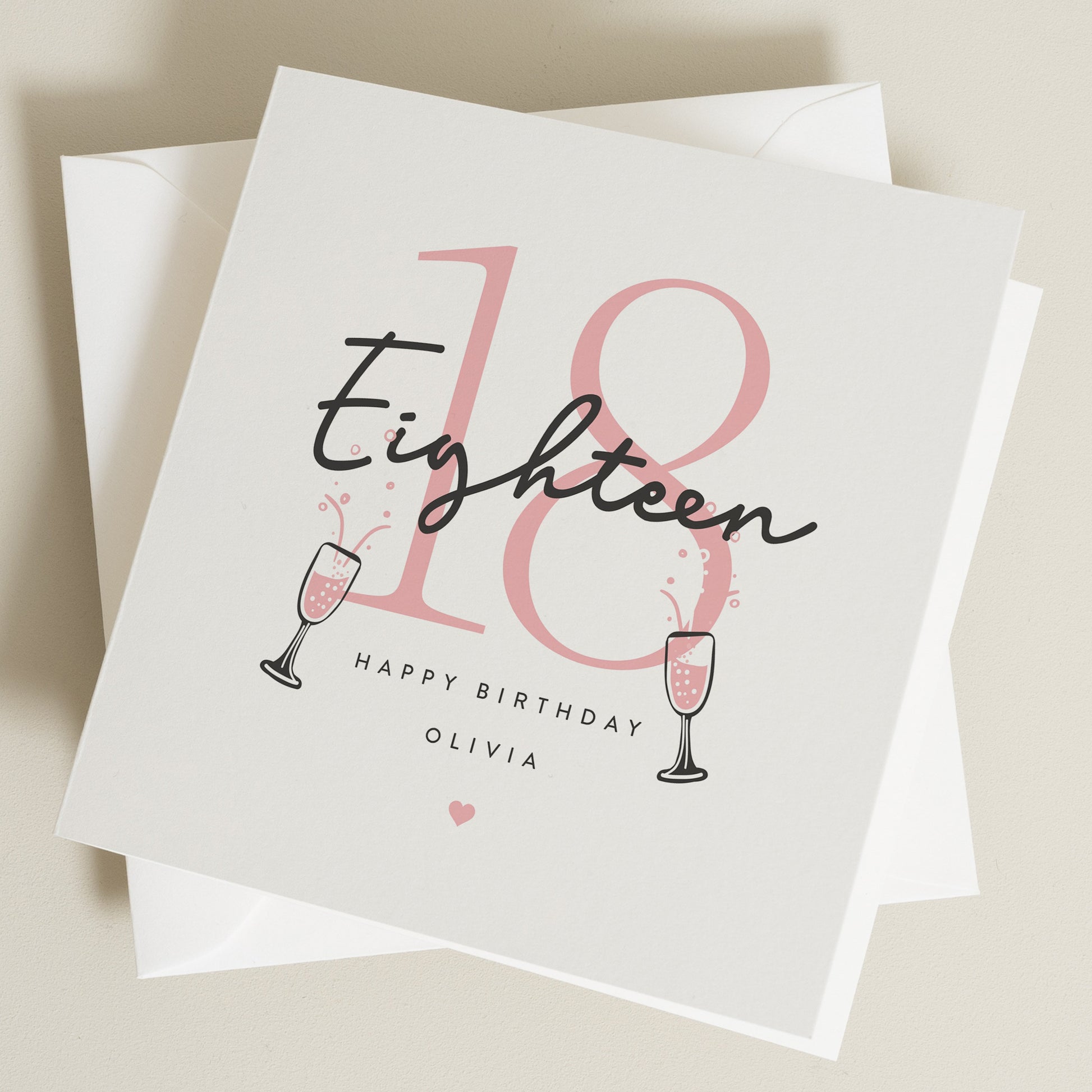 18th Birthday Card, 18th Birthday Card For Daughter, Granddaughter 18th Birthday Card, Prosecco Birthday Card, Daughter Pink Birthday Card