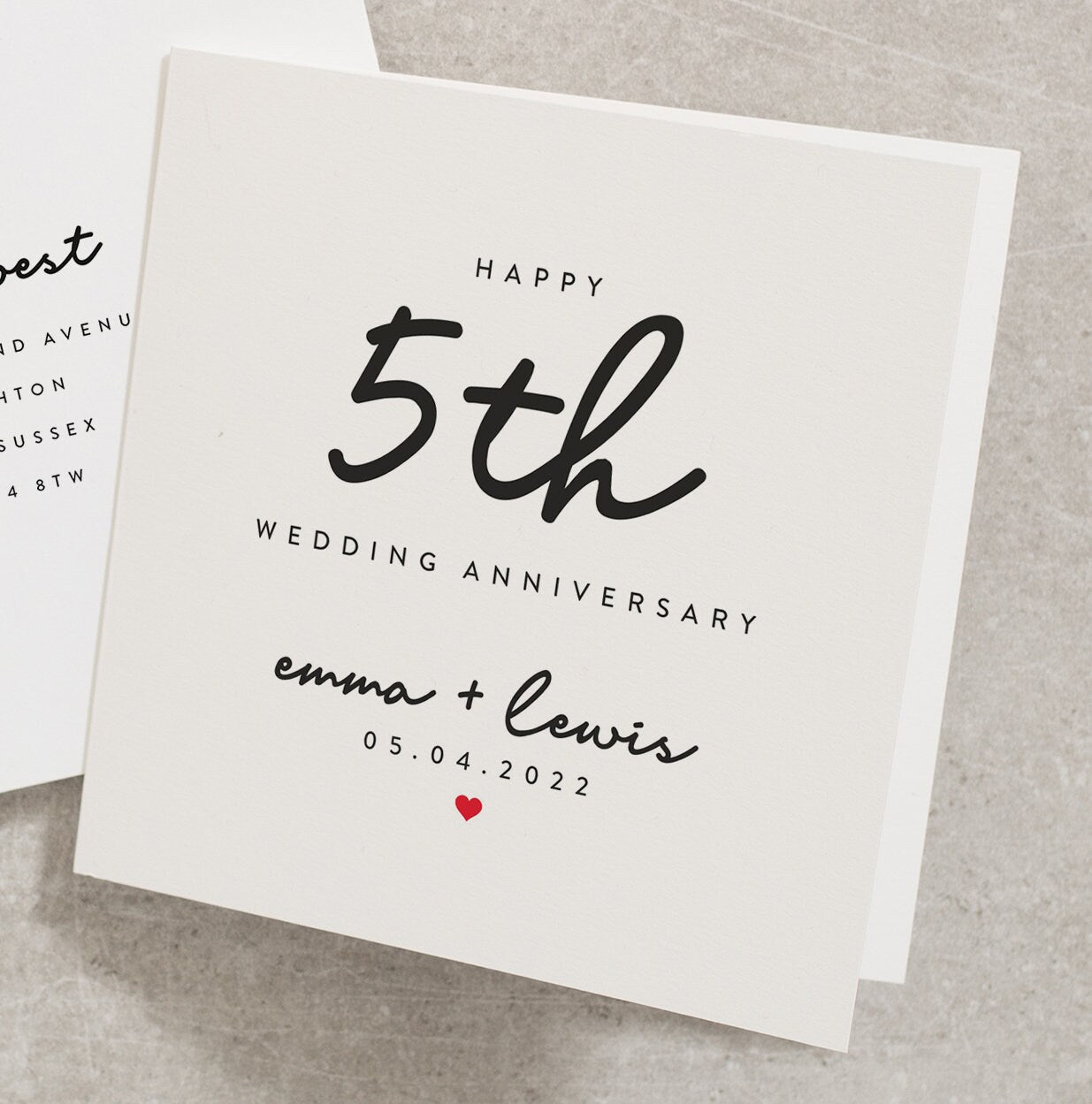 Wedding Anniversary Card For Friends, Happy 5th Wedding Anniversary Card For Happy Couple, Family 5th Wedding Anniversary Card AN113