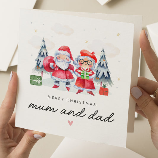 Simple Christmas Card For Mum And Dad, Mum And Dad Christmas Card, Christmas Card Parents, Christmas Card For Parents, Family Xmas Gift