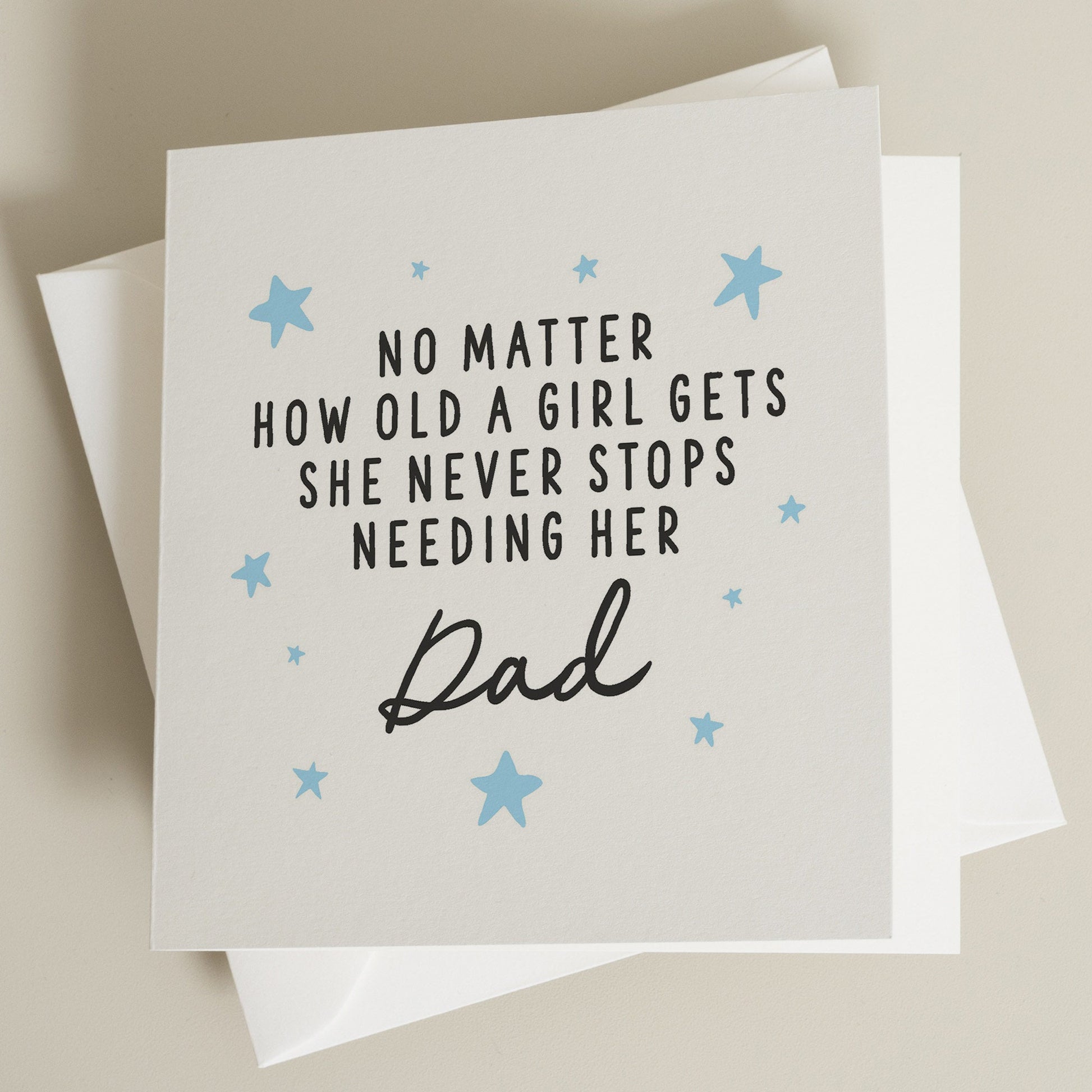 Birthday Card From Daughter, Dad Birthday Card, Birthday Card For Dad, Dad from Daughter, A Girl Get She Never Stops Needing Her Dad