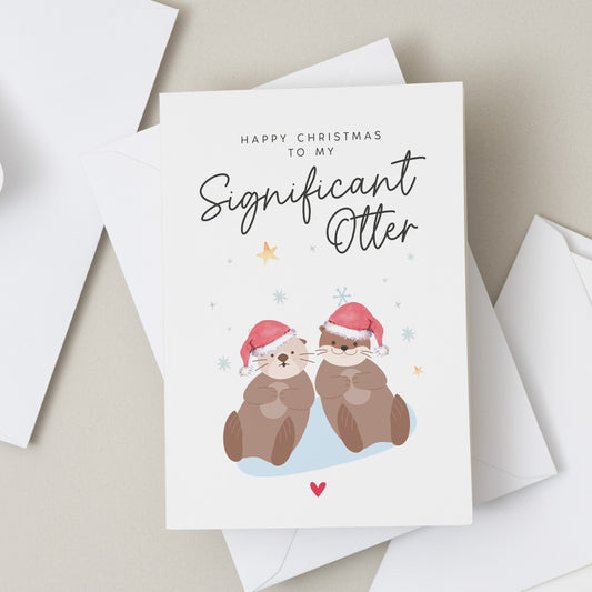 Otter Christmas Card, Cute Boyfriend Christmas Card, Husband Christmas Card, Girlfriend Christmas Card, Wife Christmas Card, Xmas