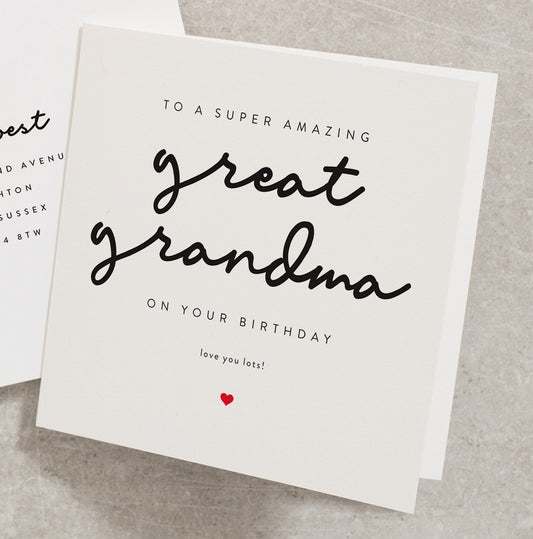 To A super Amazing Great Grandma On Your Birthday, Great Granny Birthday Card, Great Grandma Birthday Card, Great Grandma Card BC325