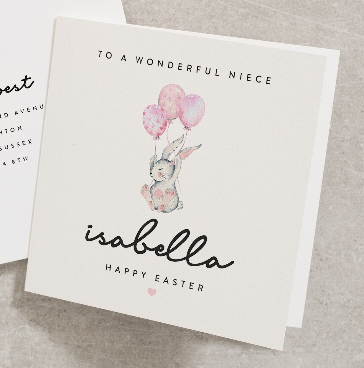 To A Wonderful Niece, Any Name, Happy Easter, Personalised Easter Card For Niece, Cute Easter Card, Niece Easter Card EC014