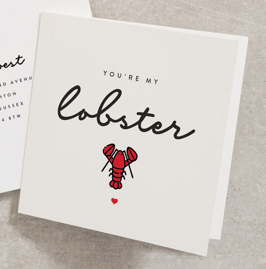 Cute Anniversary Card For My Husband, Boyfriend Anniversary Card With Lobster, Partner Card For Anniversary, Cute Anniversary Card AN010