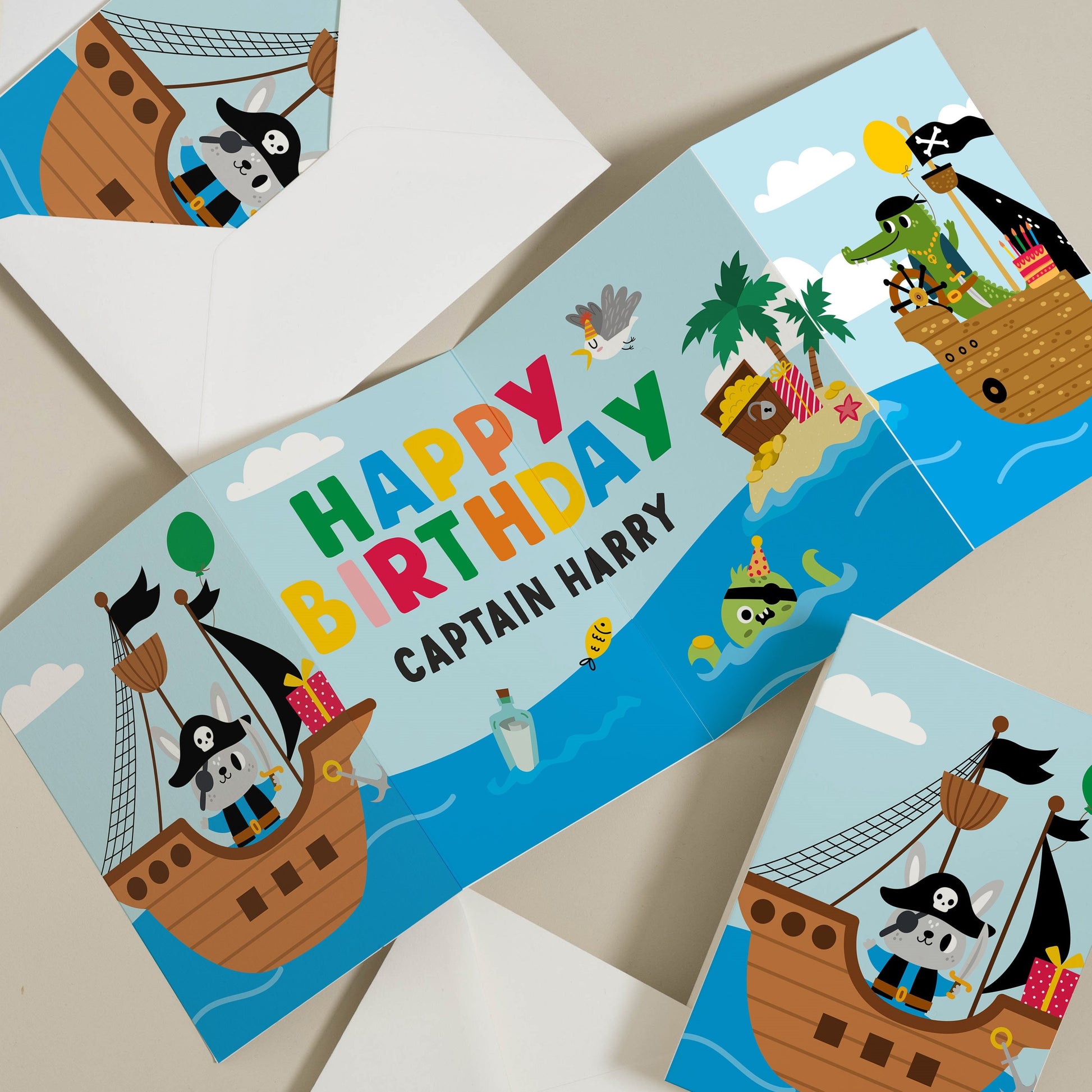 Personalised Pirate Birthday Card For Son, Pirate Themed Birthday Card With Envelope, Custom Pirate Birthday Card For Son & Daughter BC1303