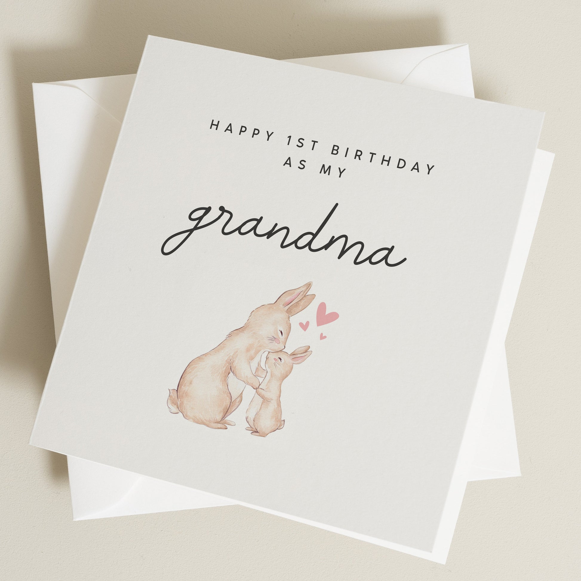 Birthday Card For Grandma, From Baby. Happy 1st Birthday As My Grandma, Bunny Birthday Card, For Grandma, First Birthday Gift from Baby