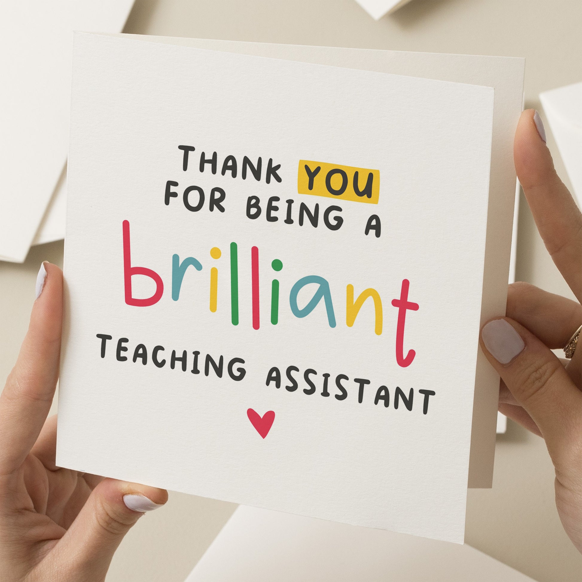 Brilliant Teaching Assistant Card, Colourful Teacher Assistant Card, End of Term Gift For Teacher, End Of School Card, Teaching Assistant