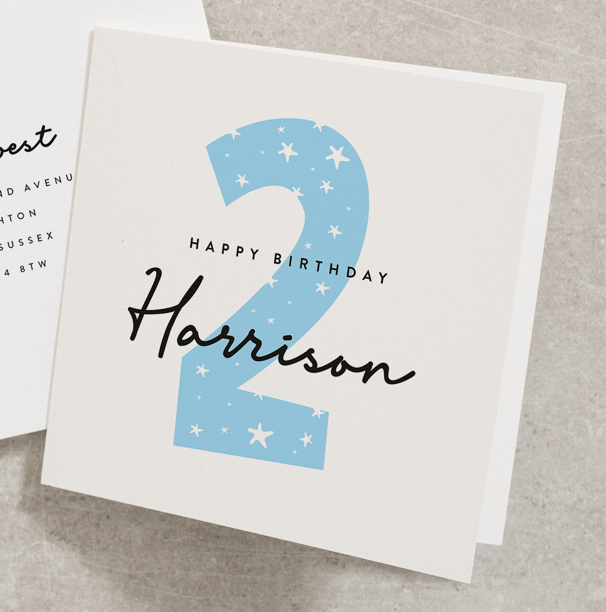 2 Year Old Birthday Card, Happy Birthday Birthday Card, 2nd Birthday Card Boy, Blue, Second Birthday Card, Boy Card, Any Name BC889