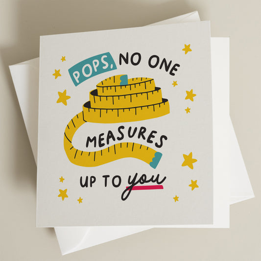 Personalised Fathers Day Gift For Grandad, For Dad, No One Measures Up To You Card, Pun Card For Him, Tape Measure Card, Funny Card For Pops