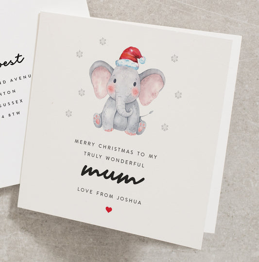 Personalised Mum Christmas Card, Christmas Card For Mum, Christmas Card From Baby, To My Mummy Christmas Card with Cute Elephant CC538