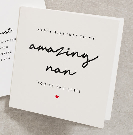 Birthday Card For Nan, Happy Birthday To My Amazing Nan, Happy Birthday Card Nanny, Grandma Birthday Card Card, Nanna Birthday Card BC205