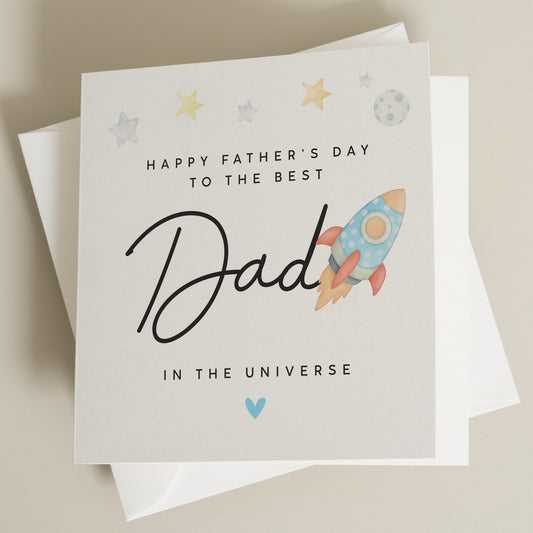 Cute Fathers Day Card, World&#39;s Best Dad Fathers Day Card, Dad Out Of This World, Best Dad Fathers Day Gift, Fathers Day Card From Child