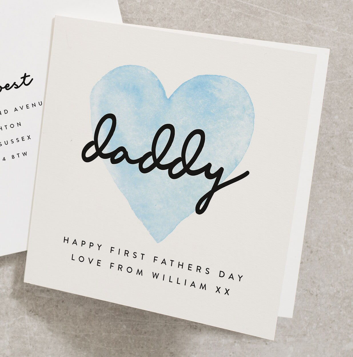 Happy First Fathers Day From Son, 1st Fathers Day Card, Boy, Blue Heat Card, For Daddy, Dad Fathers Day Card, Cute, Personalised D108