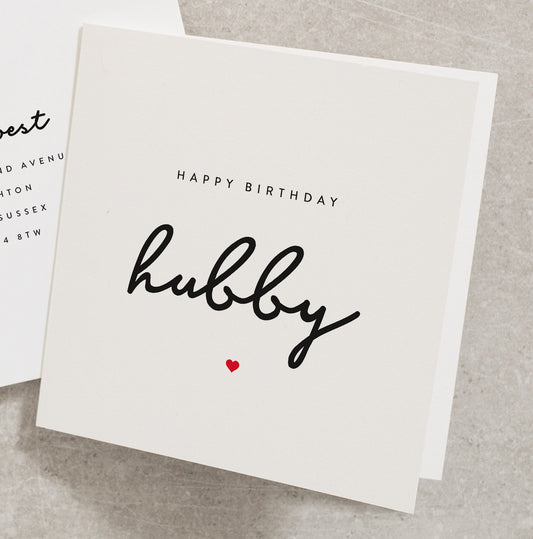 Happy Birthday Hubby, Birthday Card For Him, Husband Birthday Card, To My Husband, Cute Birthday Card For Him BC009