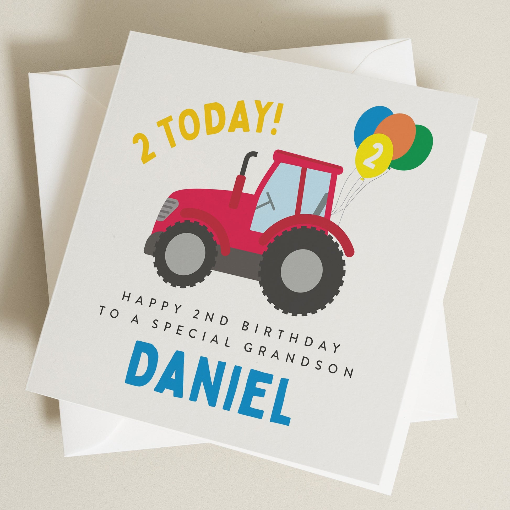 Grandson 2nd Birthday Card, Happy 2nd Birthday Card For Grandson, 2nd Birthday Card, Happy 2nd Birthday Card, Tractor Birthday Card BC1249