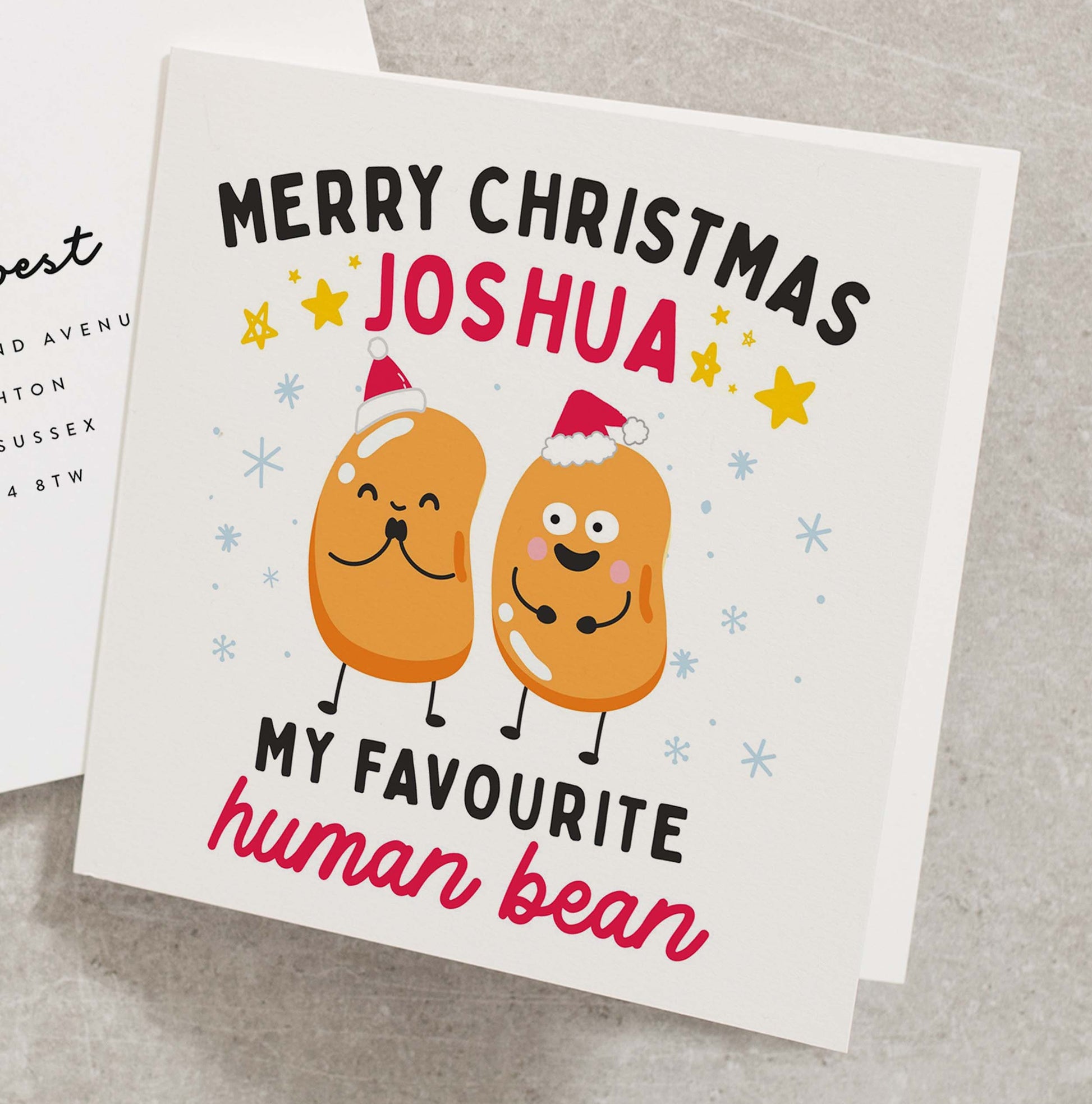 Merry Christmas Card For Boyfriend, Personalised Husband Christmas Card, Favourite Human Bean Card, Girlfriend Merry Christmas Card CC805