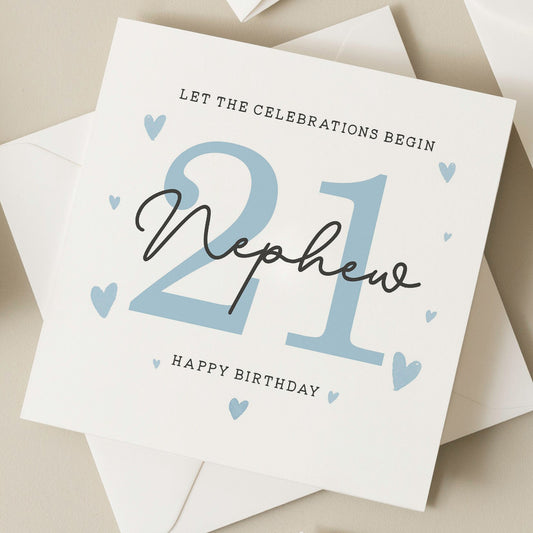 Birthday Nephew Card, 21st Birthday Card For Nephew, Nephew 21st Birthday Gift, Twenty First Birthday Card For Him, 21st Milestone Birthday