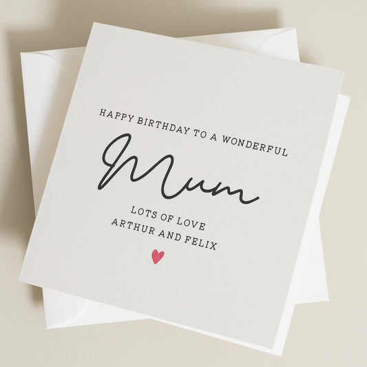 Personalised Mum Birthday Card, Wonderful Mum Birthday Card, Birthday Gift For Mum, Happy Birthday Mum, Mum Birthday Gift, For Mummy, Mom