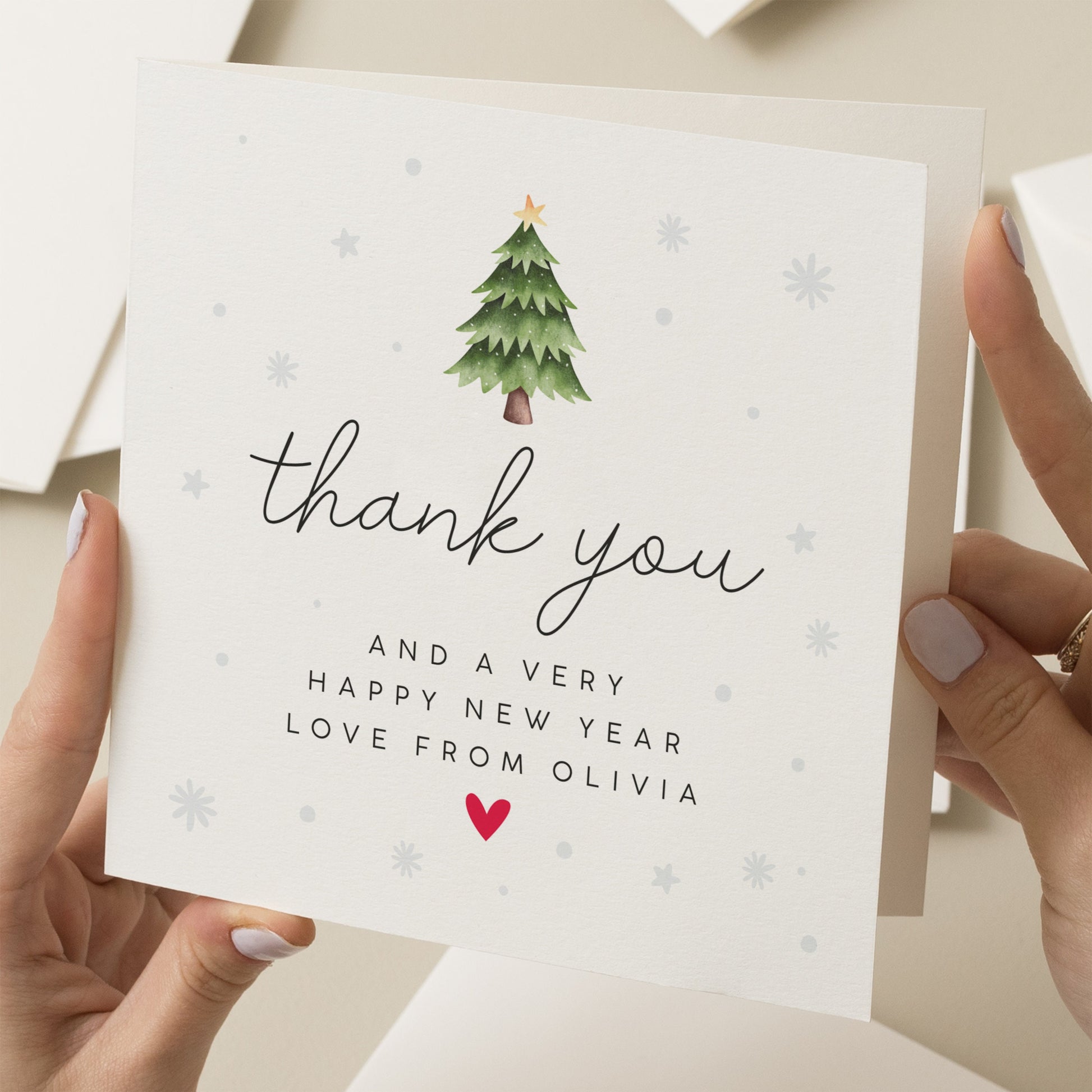 Thank You And Happy New Year Christmas Card, Christmas Thank You Card, Thank You Card, Christmas Present Thank You, Gift, Xmas