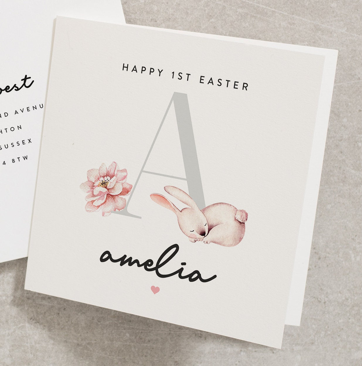 1st Easter Card For Girl, Alphabet Card For Child, Happy Easter Card For Her, Personalised, Any Letter, Any Name, Cute Easter Card EC006