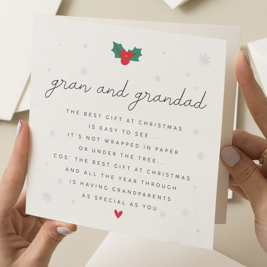 Gran And Grandad Christmas Poem Card, Grandparents Christmas Card, Christmas Card Nan And Grandad, Grandparents Xmas Card, Family Christmas