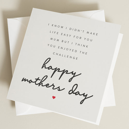 Funny Mothers Day Card, Happy Mothers Day, Cute Mothers Day Card, UK, From Daughter, From Son, Mum Day Card MD015