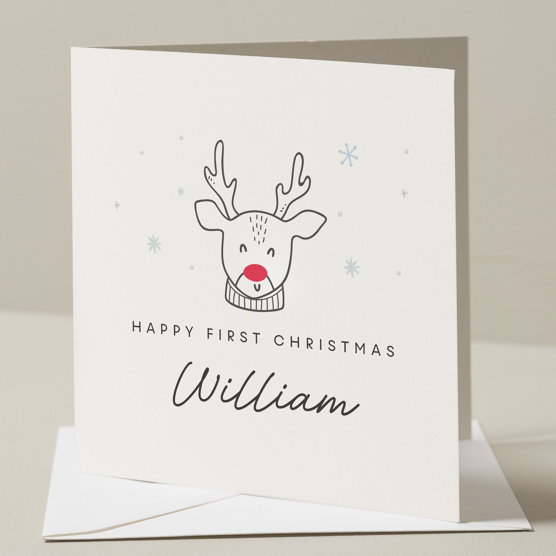 First Christmas Baby Card, Personalised 1st Christmas Card, Baby First Christmas Card, 1st Christmas Baby Card, Reindeer Card, For Son