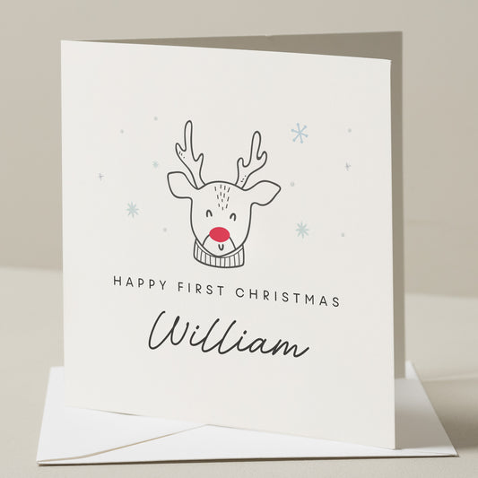 First Christmas Baby Card, Personalised 1st Christmas Card, Baby First Christmas Card, 1st Christmas Baby Card, Reindeer Card, For Son