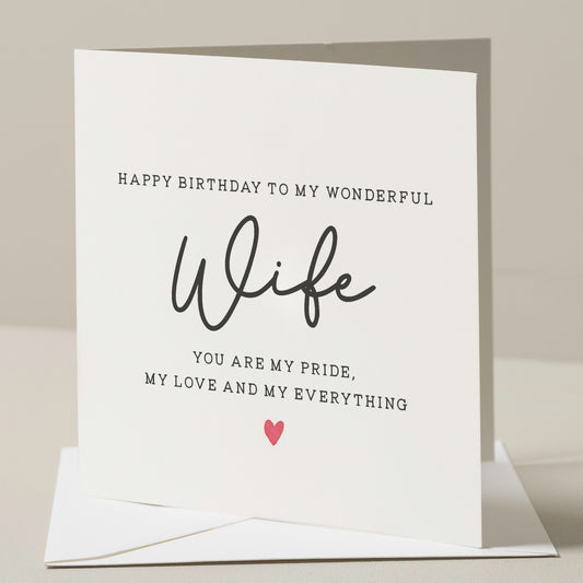 Cute Birthday Card For Wife, Birthday Gift For Her, Simple Wife Birthday Card, Amazing Wife Birthday Card, Romantic Card For Her