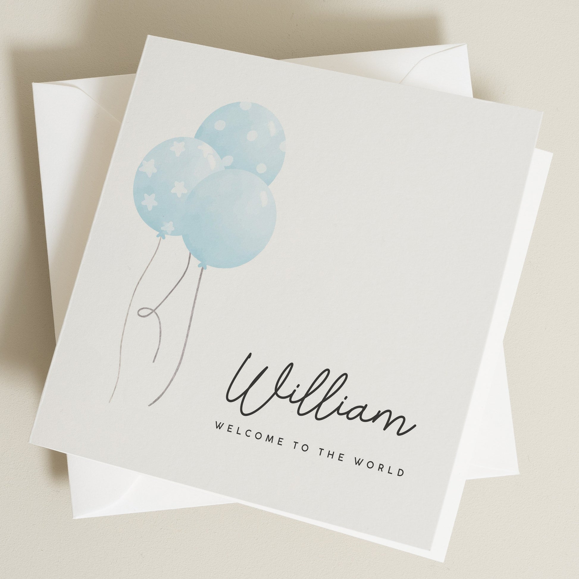 New Baby Boy Card, Personalised Newborn Card for Nephew, Grandson or Son, Welcome to the World Card