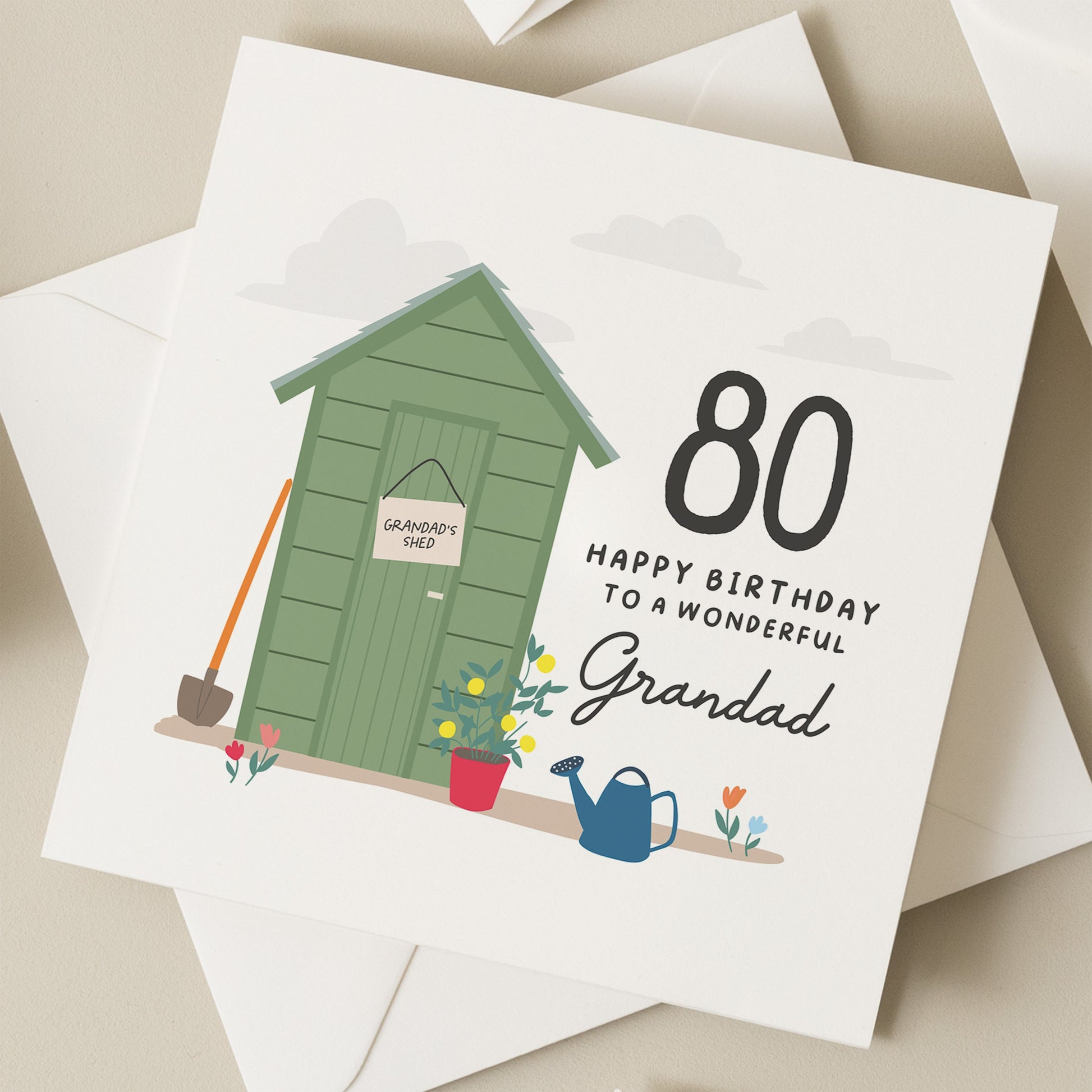 Grandad 80th Birthday Card, Gardening Birthday Card For Grandad, 80th Gift For Him, Milestone Birthday Card, For Granda, Eighty Today