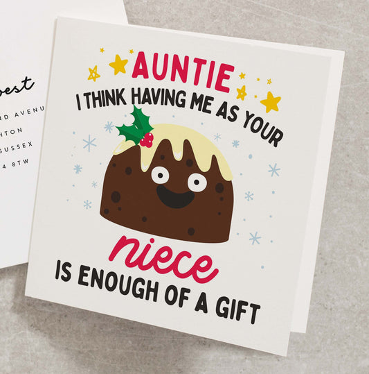 Auntie Christmas Card, Funny Christmas Card For Auntie, Auntie Xmas Card, Christmas Card For Auntie, Merry Christmas Card For Auntie CC840