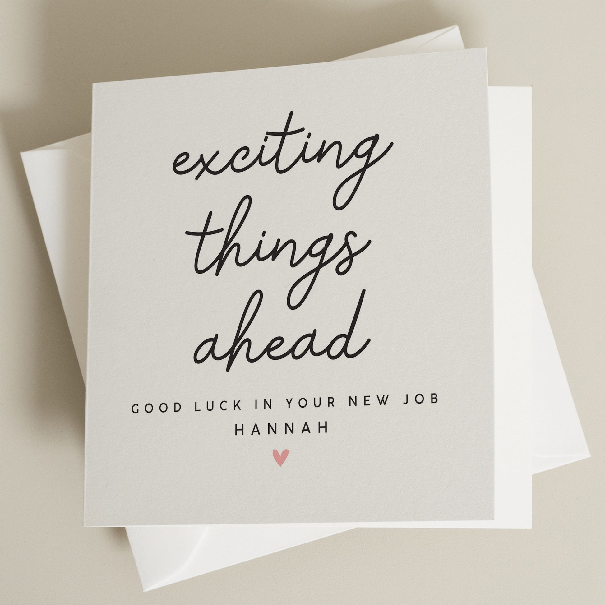 Personalised Leaving Work Good Luck Card For Coworker, Simple Congratulations New Job Card, Exciting Things Ahead, Colleague Good Luck Card