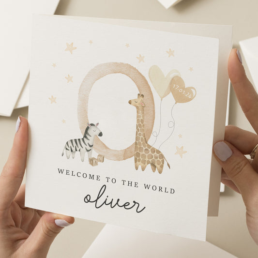 New Baby Card, Personalised Newborn Card for Nephew, Niece, Gift For New Grandson or Granddaughter, Welcome to the World Card