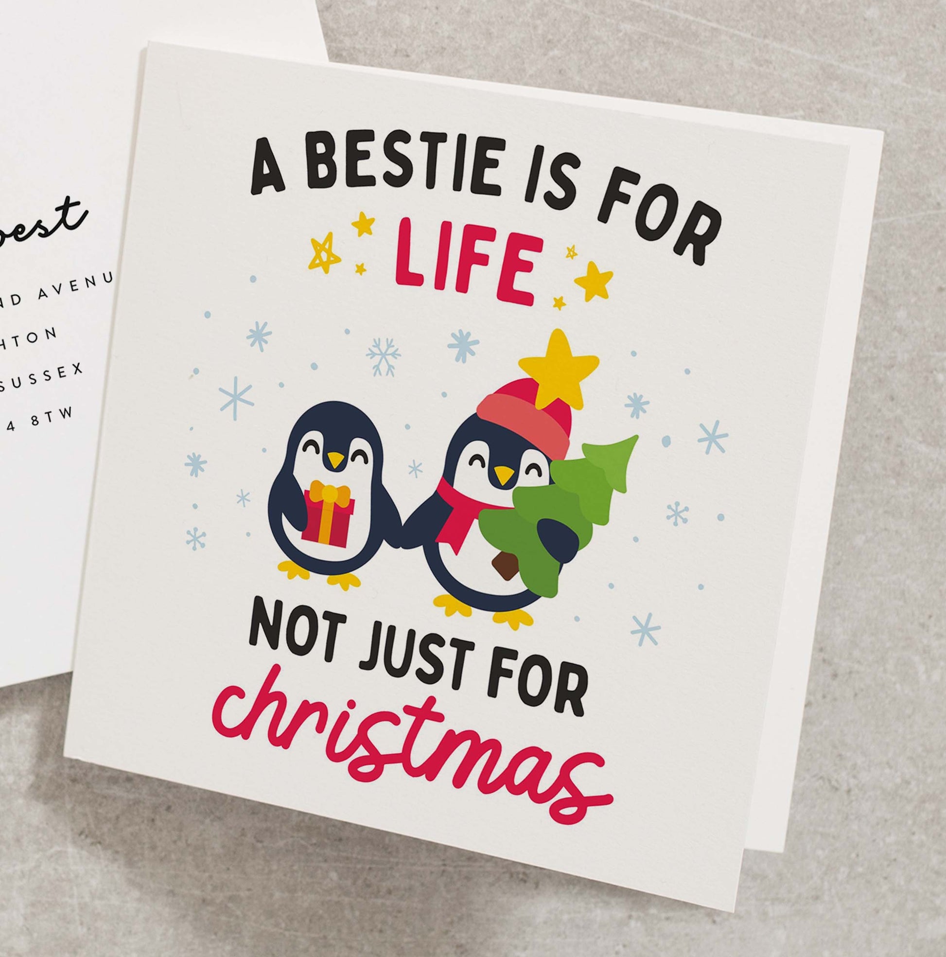 Best Friend Christmas Card, Merry Christmas Card For Bestie, Christmas Card For Best Friend, Seasonal Greeting Card, Christmas Gift CC817