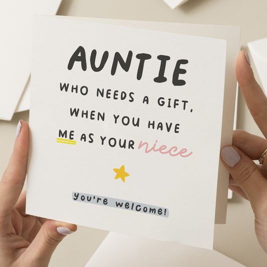 Auntie Birthday Card, Funny Birthday Card For Auntie, Aunt Birthday Gift, Birthday Card From Niece, Joke Birthday Card, For Aunt, Aunty