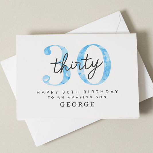 30th Birthday Card For Him, Happy Thirtieth Card For Son, Personalised Milestone Birthday Card, Thirty Today, Nephew, Boyfriend, Husband,